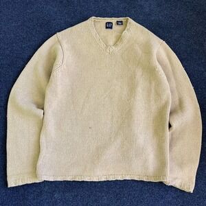 Vintage Gap Sweater Mens Large Yellow Lambswool V Neck Knit Pullover Hong Kong